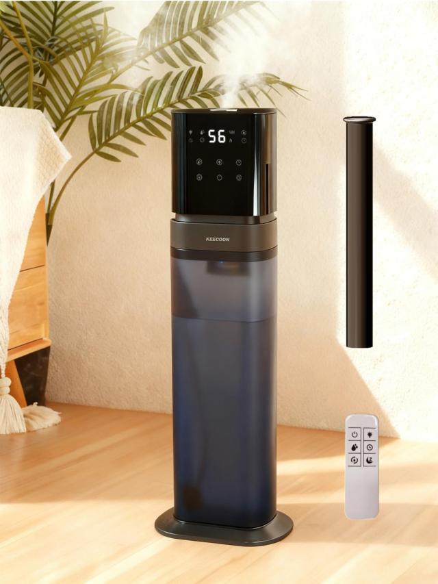 KEECOON 加湿器 大容量 8L 超音波式 業務用 【ESSEでも紹介され】 2025 透明タンク タワー型 業務用加湿器 大型 上から給水 4重除菌 アロマ 切れタイマー リモコン付き 静音 省エネ 三段階噴霧量 連続48時間 自動湿度調整 睡眠モード お手入れ簡単 空焚き防止 乾燥対策/花粉症