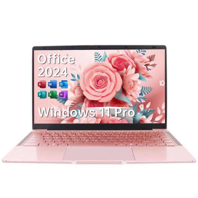 ESBOOKノートパソコン 【MS Office 2024搭載&amp;Windows 11 Pro】14インチIPS液晶/1920×1080FHDディスプレイ カメラ付き/薄型PCノート高性能CPU/初期設定不要/8Gメモリ/無線LAN/大容量SSD/初心者向け?パソコンノート/日本語キーボードフィルム付き/ワイヤレスマウス付き(256G SS