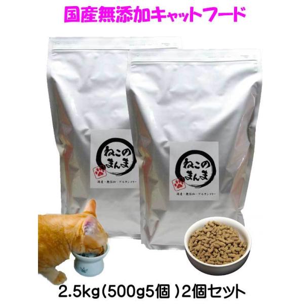 送料無料 国産 無添加 キャットフード ねこのまんま 2.5kg 2個 総合栄養食 高たんぱく 低脂肪 グルテンフリー ドライフード カリカリ 全年齢対応 猫の健康 腎臓 膀胱 尿道 毛玉 猫のエサ ごはん 仔猫 成猫 シニア 保護猫