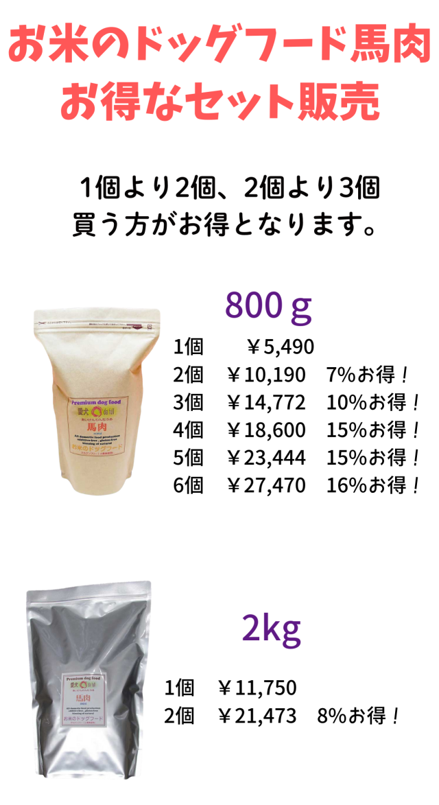 送料無料 国産 無添加 ドッグフード グルテンフリー 馬肉 お米のドッグフード 800g 6個 全犬種対応 アレルギー ドライフード 高たんぱく 低脂肪 食いつき ダイエット シニア犬 避妊・去勢 涙やけ 目やに 体臭_12