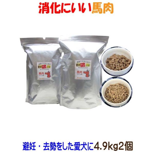 送料無料 国産 無添加 馬肉 ドッグフード 愛犬ワンダフル 4.4kg 2個 小粒 普通粒 全犬種対応 犬用 消化 アレルギー ドライフード 低カロリー 高たんぱく 低脂肪 食いつき ダイエット シニア犬 避妊・去勢 涙やけ 目やに 体臭