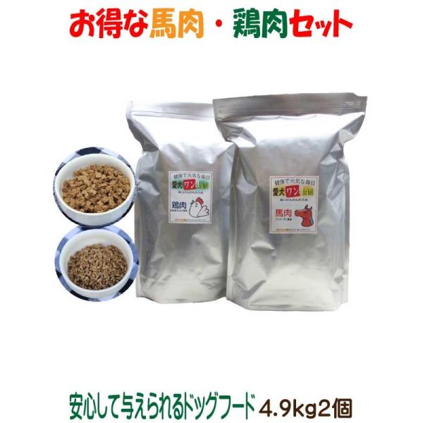 送料無料 国産 無添加 鶏肉 馬肉 ドッグフード 愛犬ワンダフル 4.4kg 2個セット 小粒 普通粒 全犬種対応 犬用 消化 アレルギー ドライフード 低カロリー 高たんぱく 低脂肪 食いつき ダイエット シニア犬 避妊・去勢 涙やけ 目やに 体臭