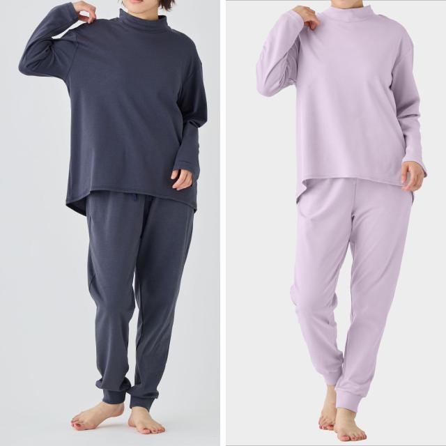 【期間限定 ポイント10倍】VENEXコンフォートタッチ 【秋冬限定】 レディース 【上下セット】長袖 ハイネック ジョガーパンツ │ ベネクス 快適 ルームウエア コットン混 微起毛 休養 部屋着 快眠 日本製 ギフト_1