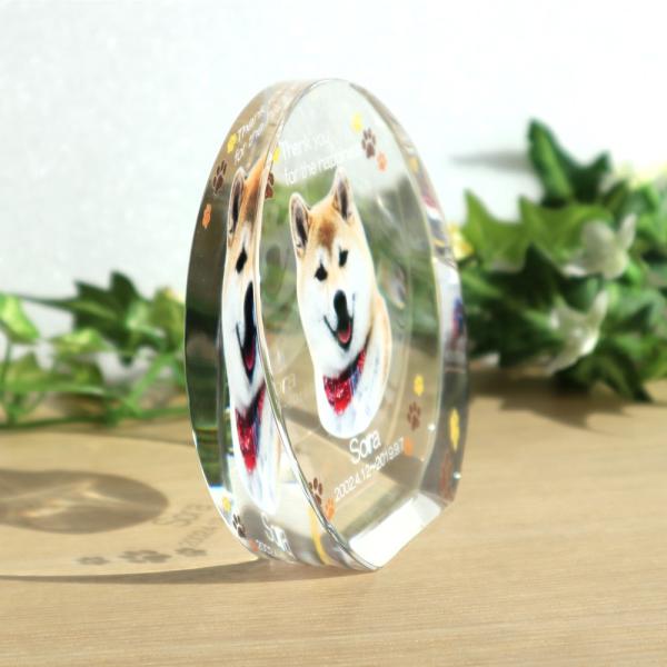 ペット位牌クリスタル サークルスタンド（M)7ｃｍ カラー印刷 名入れ メッセージ 犬 猫 クリスタルガラス製_5