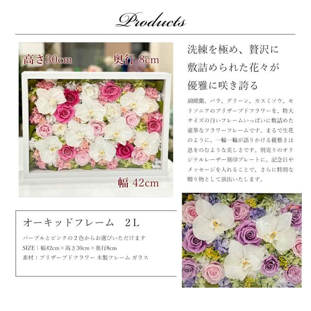 プリザーブドフラワー 胡蝶蘭 フレーム 額装 退職祝い 開業祝い 就任祝い お祝い 結婚式 結婚祝い 結婚記念日 お彼岸 お供え花 お悔やみ お供え 女性 ギフト 米寿 妻 両親 還暦 父 母 ブリザードフラワー 新築祝い 退職 米寿 義母 送料無料_2