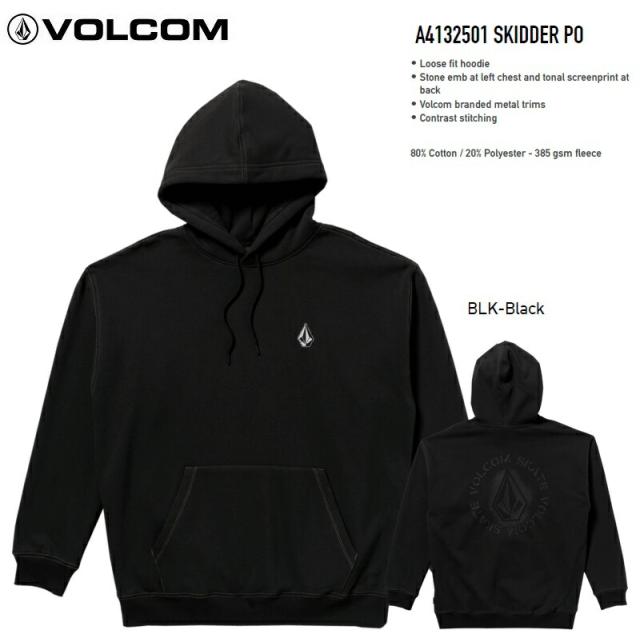 VOLCOM ボルコム 【 SKIDDER Pullover Hoodie 】  A4132501【 BLK-Black 】 　パーカー プルオーバー フーディー　STONE AGE ストーンエイジ デザイン   ボルコム