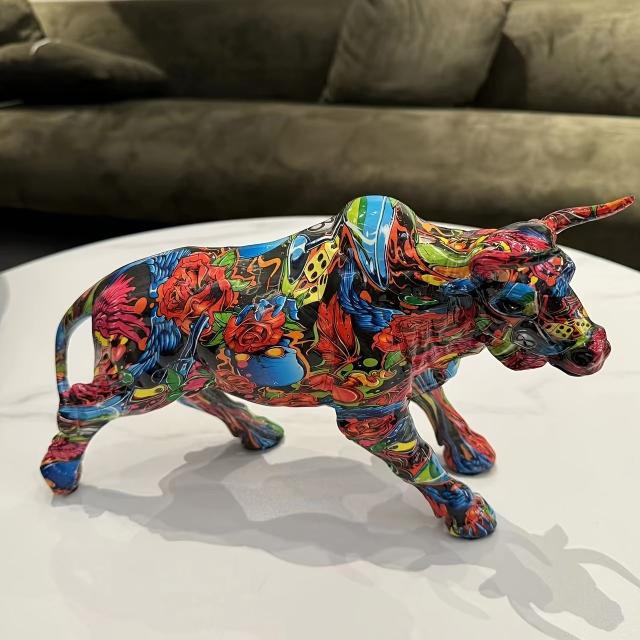 置物 オブジェ 牛 ウシ カラフル 室内 インテリア エレガント 高級感 玄関 リビング ダイニング 装飾 オフィス ギフト プレゼント_3