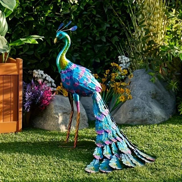 オブジェ 置物 孔雀 クジャク 鳥 トリ 屋内 屋外 庭 ガーデン 装飾 アート 玄関 リビング 高級 上品 オシャレ_2