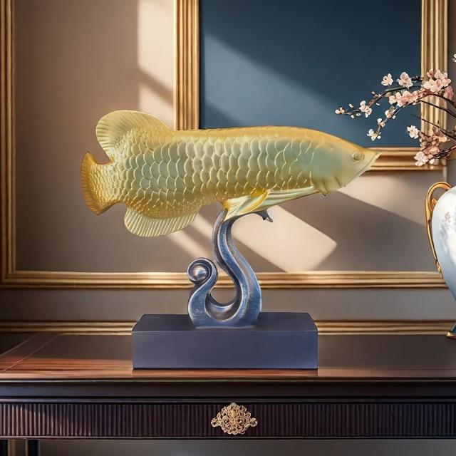 置物 アロワナ ゴールド 風水 樹脂 ゴールデン ドラゴン フィッシュ 魚 マネー フィッシュ スタチュー 置物 ホームファニッシング ラッキー オーナメント インテリア おしゃれ