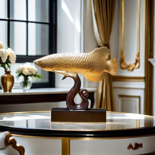 置物 アロワナ ゴールド 風水 樹脂 ゴールデン ドラゴン フィッシュ 魚 マネー フィッシュ スタチュー 置物 ホームファニッシング ラッキー オーナメント インテリア おしゃれ