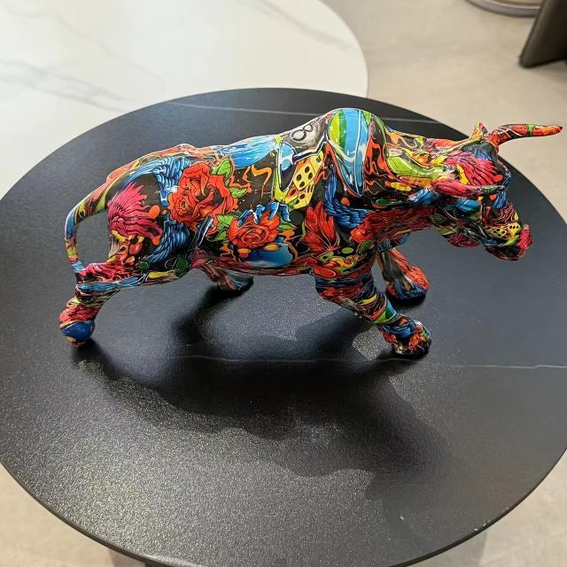 置物 オブジェ 牛 ウシ カラフル 室内 インテリア エレガント 高級感 玄関 リビング ダイニング 装飾 オフィス ギフト プレゼント_1