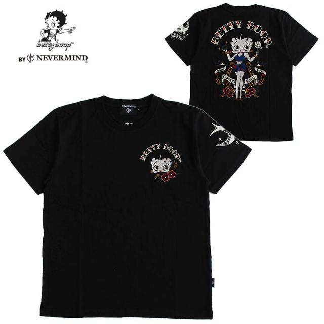 ベティーブープ Betty Boop 天竺半袖Tシャツ 刺繍 メンズ レディース ユニセックス NEVERMIND/ネバーマインド 送料無料