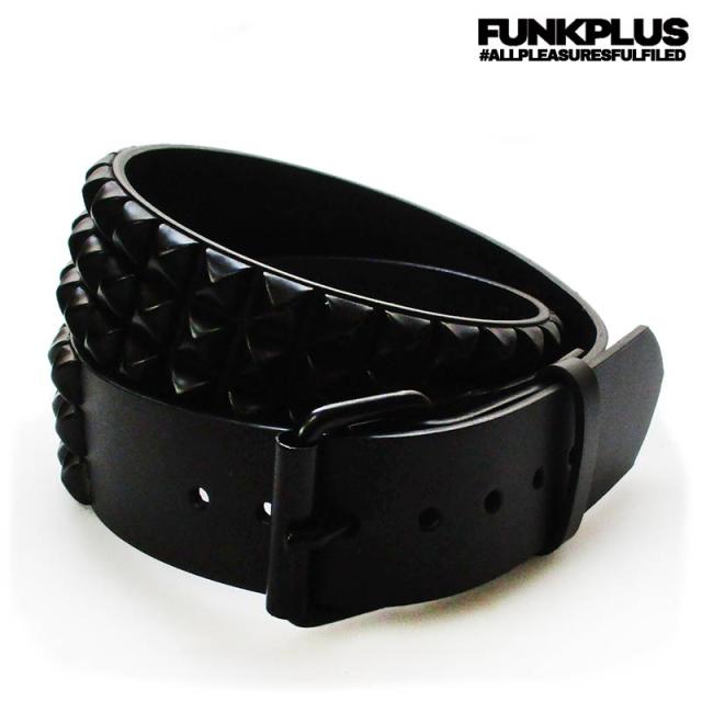 FUNK PLUS ファンクプラス 鋲ベルト 3連ピラミッド スタッズベルト ブラック鋲 メンズ パンクファッション ロックファッション