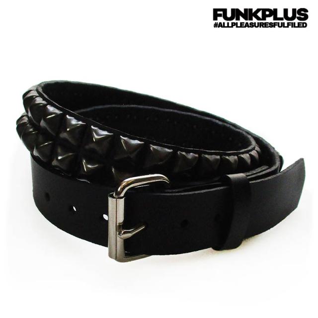 FUNK PLUS ファンクプラス 鋲ベルト 2連ピラミッド スタッズベルト ブラック鋲 メンズ パンクファッション ロックファッション