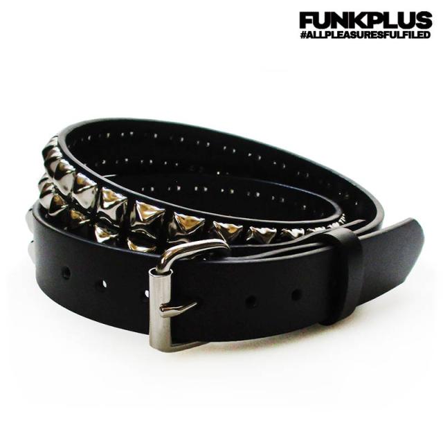 FUNK PLUS ファンクプラス 鋲ベルト 2連ピラミッド スタッズベルト シルバー鋲 メンズ パンクファッション ロックファッション