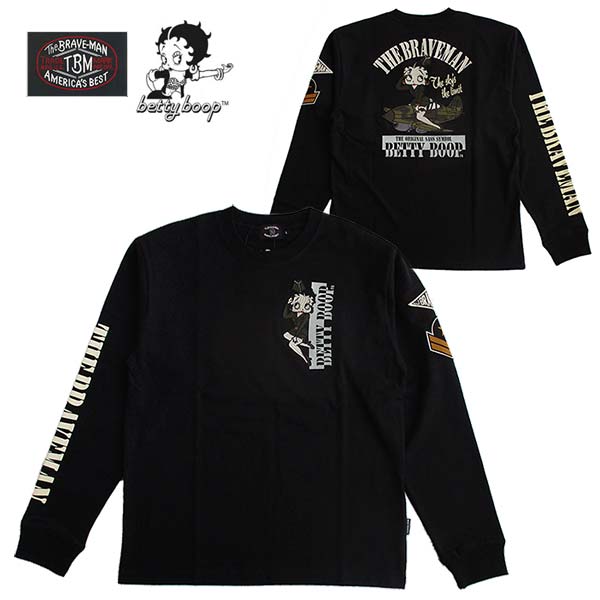 ベティーブープ Betty Boop コラボ The BRAVE-MAN ザ・ブレイブマン メンズ 天竺長袖Tシャツ（ロンT） キャラクター/アメカジ/刺繍 送料無料