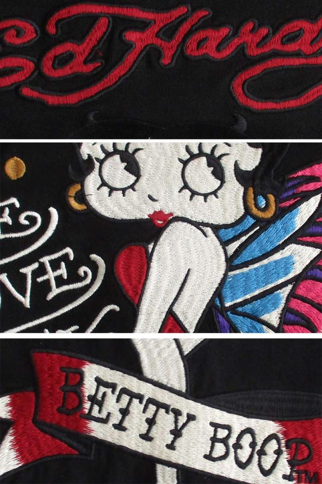 エド・ハーディー Ed Hardy ベティーブープ Betty Boop コラボ 天竺ZIPパーカー/長袖Tシャツ（ロンT） 刺繍 メンズ レディース 送料無料_6
