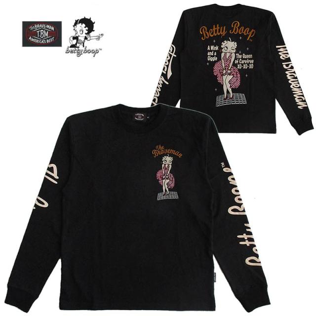 ベティーブープ Betty Boop コラボ The BRAVE-MAN ザ・ブレイブマン 天竺長袖Tシャツ（ロンT） メンズ レディース キャラクター アメカジ 刺繍 送料無料