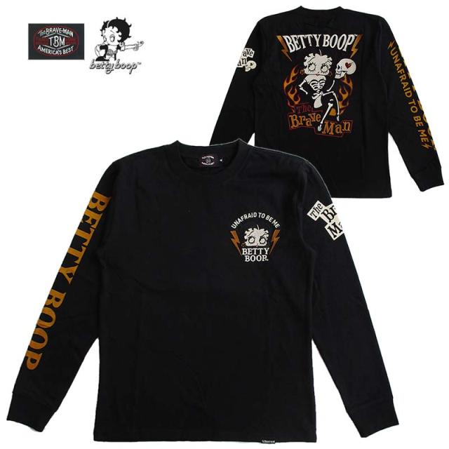 ベティーブープ Betty Boop コラボ The BRAVE-MAN ザ・ブレイブマン 天竺長袖Tシャツ（ロンT） メンズ レディース キャラクター/アメカジ/刺繍 送料無料