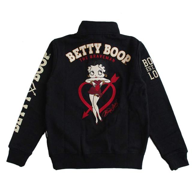 ベティーブープ Betty Boop コラボ The BRAVE-MAN ザ・ブレイブマン 裏毛 ハーフZIPプルオーバー スウェット メンズ レディース トレーナー アウター キャラクター アメカジ 刺繍 送料無料_3