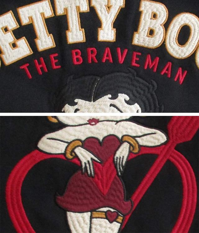 ベティーブープ Betty Boop コラボ The BRAVE-MAN ザ・ブレイブマン 裏毛 ハーフZIPプルオーバー スウェット メンズ レディース トレーナー アウター キャラクター アメカジ 刺繍 送料無料_5