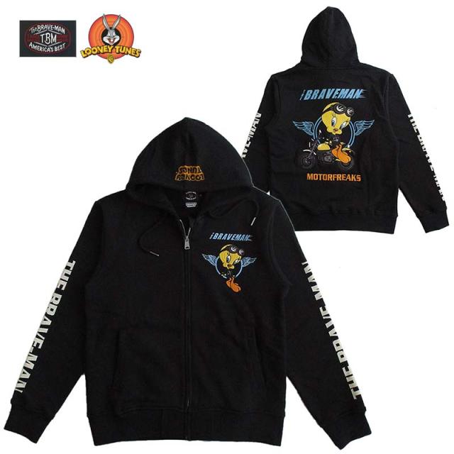 Looney Tunes（ルーニー・テューンズ） × The BRAVE-MAN / ザ・ブレイブマン 裏毛ZIPパーカー スウェット メンズ レディース トゥイティー/TWEETY/キャラクター 送料無料
