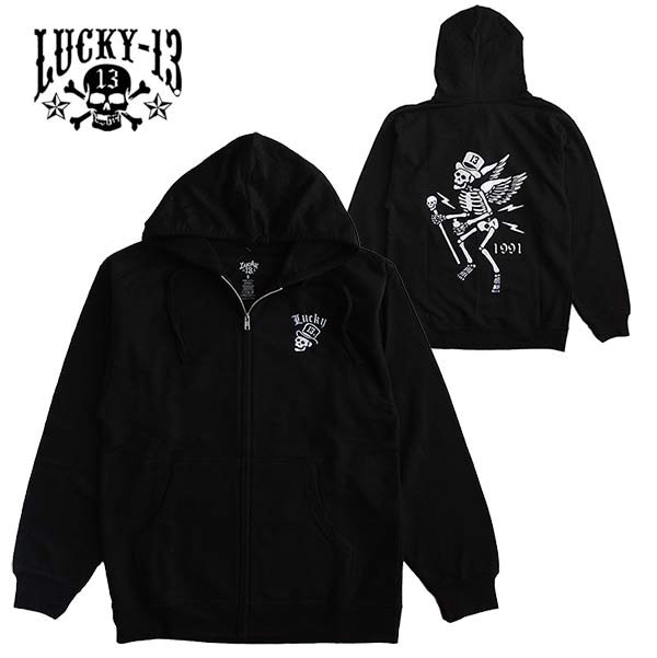 LUCKY13（ラッキーサーティーン/ラッキー13） メンズ ジップアップ フードパーカー/スウェット  パンク PUNK ロカビリー Rockabilly ファッション モッズ 送料無料