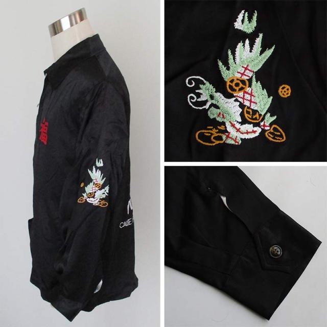 HOUSTON ヒューストン メンズ ベトジャン スカジャン スーベニアジャケット レーヨンサテン ：BLACK  刺繍 アウター ロカビリー Rockabilly 50's アメカジ ファッション 春 秋 冬 送料無料_7