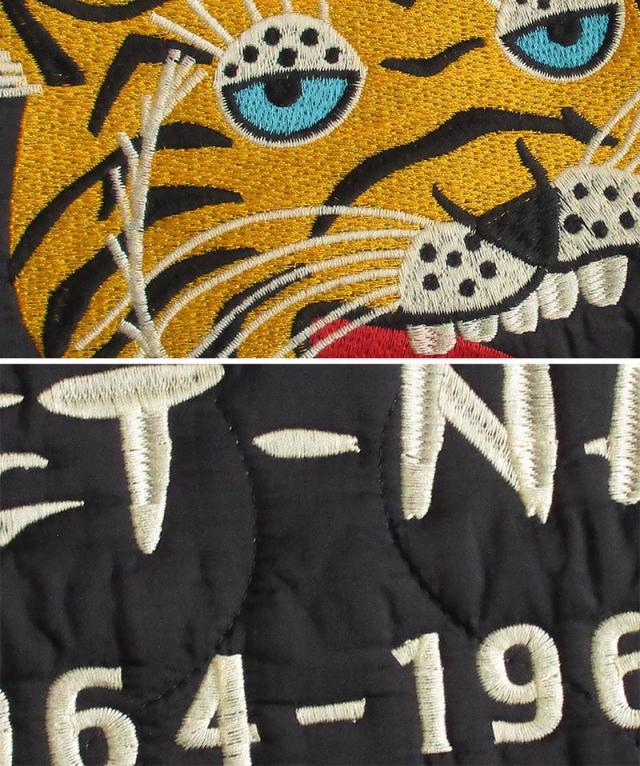 HOUSTON ヒューストン メンズ ナイロン ベトナムジャケット ベトジャン スカジャン スーベニアジャケット カラー：BLACK  虎 刺繍 アウター ロカビリー Rockabilly 50s アメカジ ファッション 秋 冬 送料無料_8