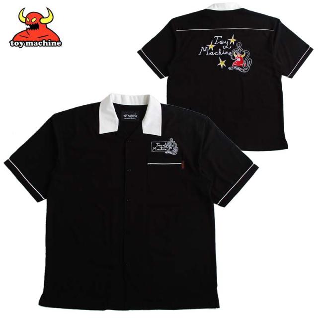 toy machine トイマシーン メンズ 半袖ボーリングシャツ 開襟シャツ 刺繍 大きいサイズ 日本正規ライセンス商品 送料無料