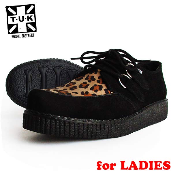TUK/ティーユーケー ラバーソール レディース 「Black & Leopard Viva II Low Creeper」 F8142 豹柄 靴 スニーカー  厚底 パンク  ロカビリー ファッション モッズ 送料無料