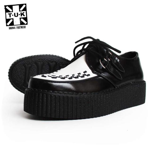 TUK/ティーユーケー ラバーソール 「Classic Two-Tone Creepers」BLACK×WHITE V6804 メンズ レディース 本革 靴 スニーカー  厚底 パンク  ロカビリー ファッション モッズ 送料無料
