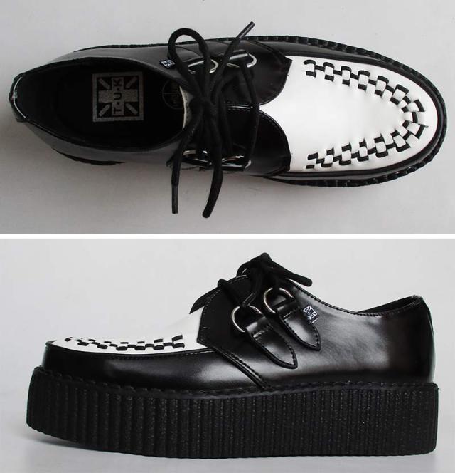 TUK/ティーユーケー ラバーソール 「Classic Two-Tone Creepers」BLACK×WHITE V6804 メンズ レディース 本革 靴 スニーカー 厚底 パンク ロカビリー ファッション モッズ 送料無料_1
