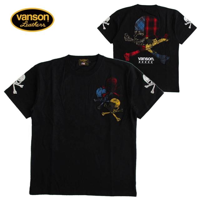 VANSON バンソン メンズ 天竺半袖Tシャツ 50周年モデル 刺繍 スカル 送料無料