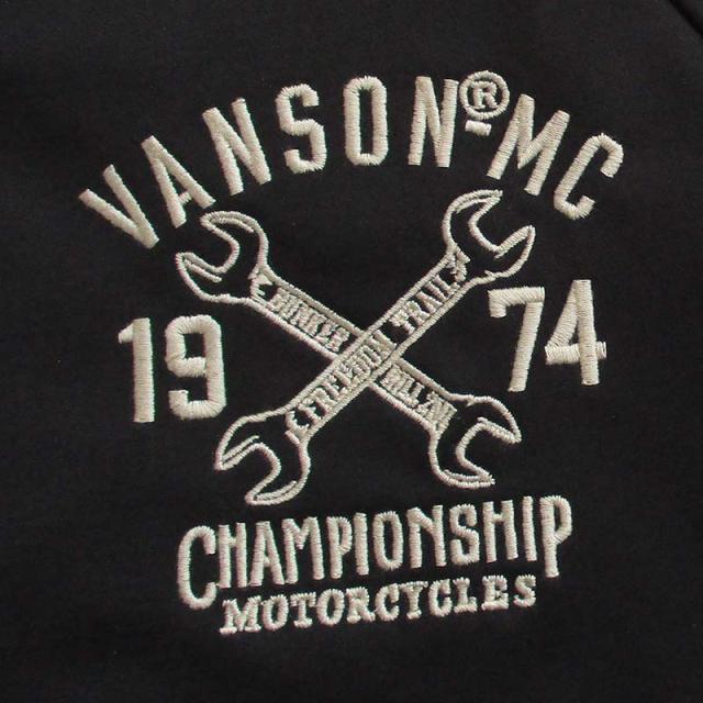VANSON バンソン メンズ 裏ワッフル ストレッチボンディング ジャケット スカル 刺繍 アウター 防寒 送料無料_3