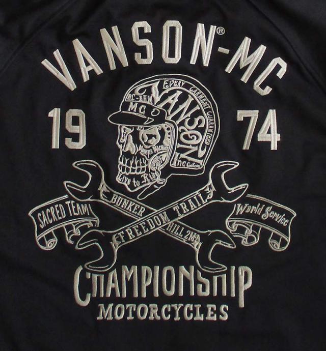 VANSON バンソン メンズ 裏ワッフル ストレッチボンディング ジャケット スカル 刺繍 アウター 防寒 送料無料_5