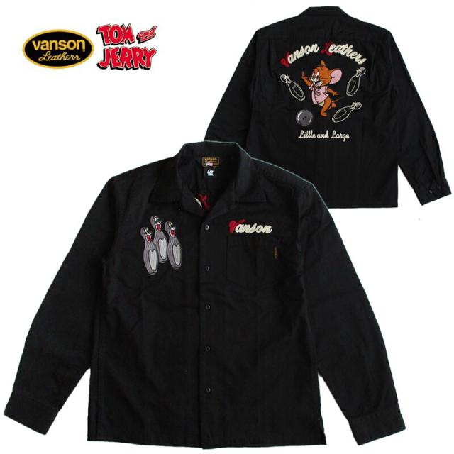 VANSON/バンソン トムとジェリー コラボ ツイル長袖シャツ オープンカラーシャツ トム＆ジェリー キャラクター 刺繍 メンズ レディース 送料無料