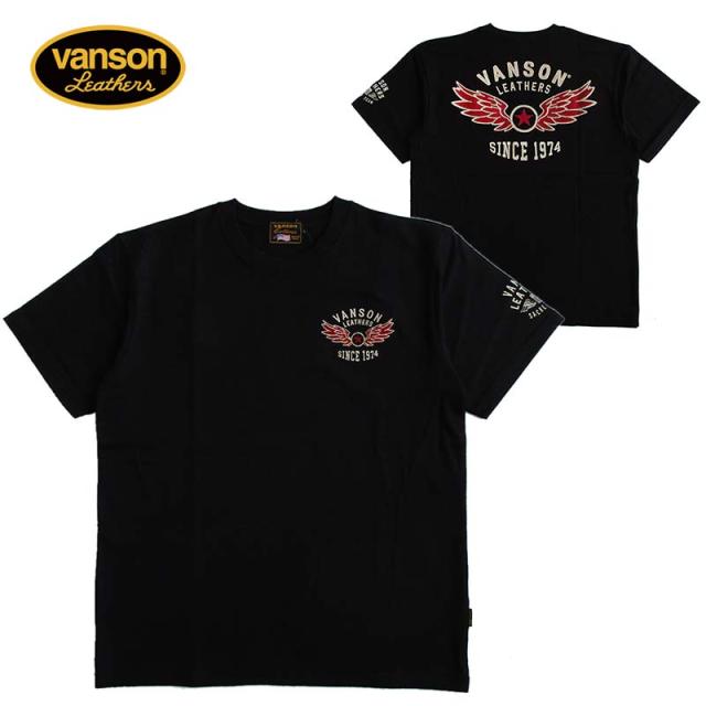 VANSON バンソン メンズ 天竺半袖Tシャツ チェーン刺繍 送料無料
