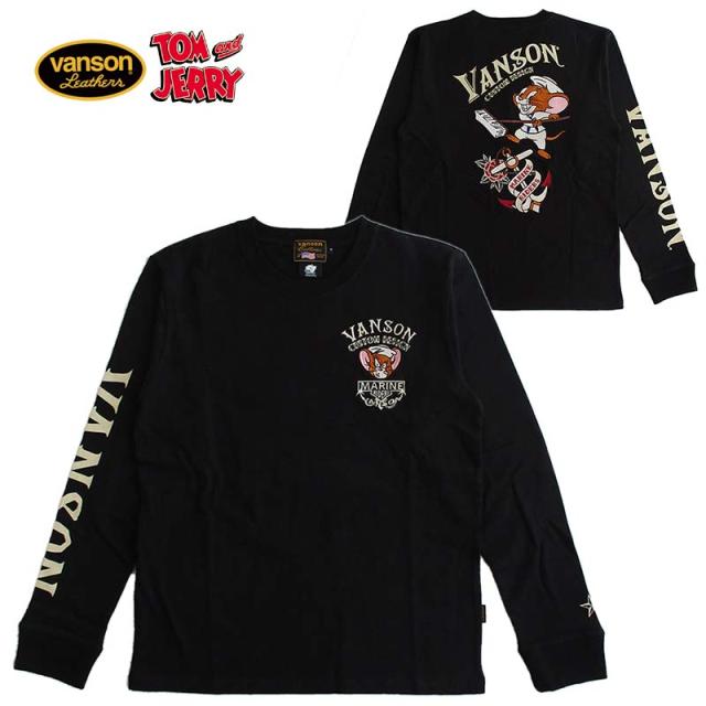 VANSON/バンソン トムとジェリー コラボ メンズ 天竺長袖Tシャツ（ロンT） トム＆ジェリー キャラクター 刺繍 レディース 送料無料
