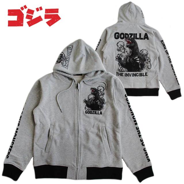 GODZILLA ゴジラ 裏毛ZIPパーカー スウェット メンズ レディース ゴジラ モスラ キングギドラ 大怪獣総攻撃 刺繍 送料無料