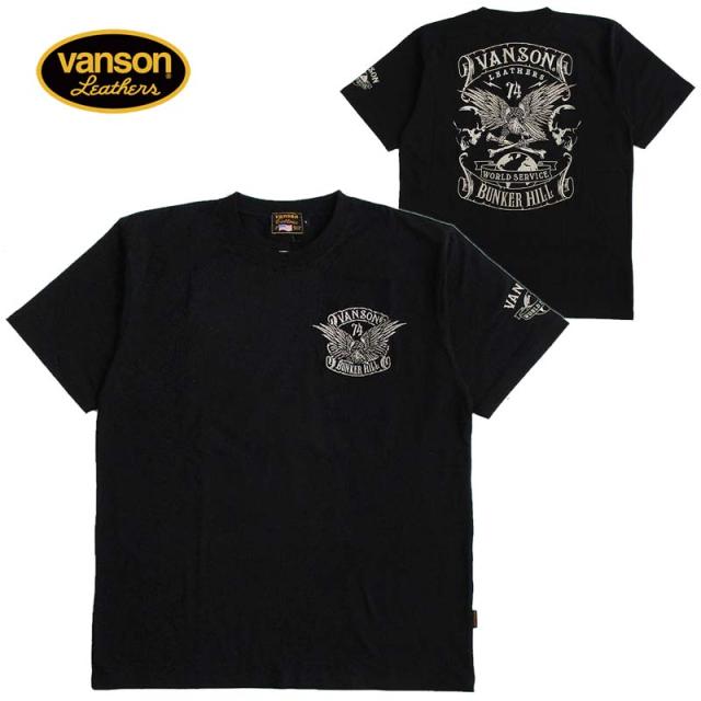 VANSON バンソン メンズ ベア天竺半袖Tシャツ 刺繍 イーグル 送料無料