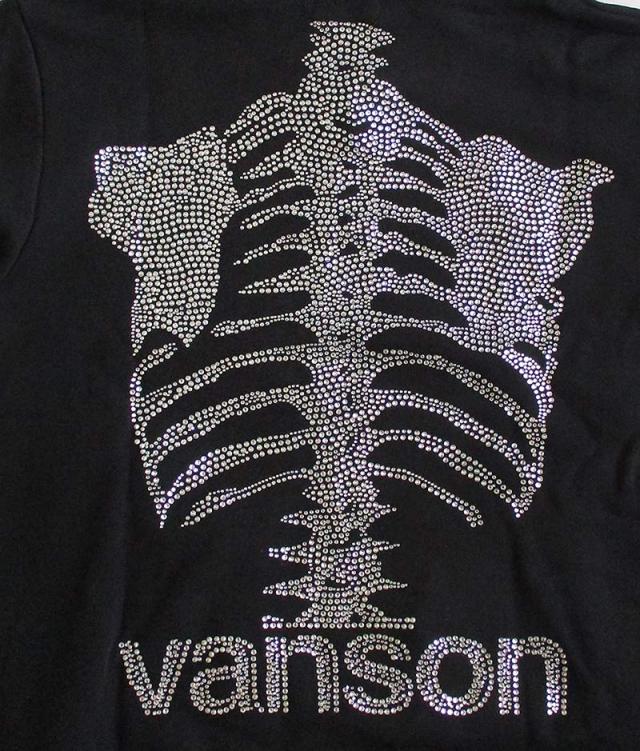 VANSON バンソン メンズ 裏毛ZIPパーカー スウェット カラー：BLACK 50周年モデル ラインストーン スカル 送料無料_5