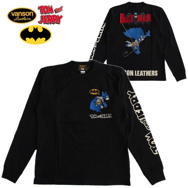 VANSON/バンソン トムとジェリー コラボ 天竺長袖Tシャツ（ロンT） トム＆ジェリー BATMAN バットマン キャラクター 刺繍 メンズ レディース 送料無料
