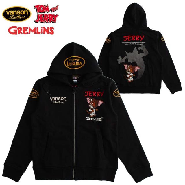 VANSON バンソン トムとジェリー 裏毛ZIPパーカー メンズ レディース Gremlins グレムリン TOM & JERRY トム＆ジェリー キャラクター アウター 送料無料