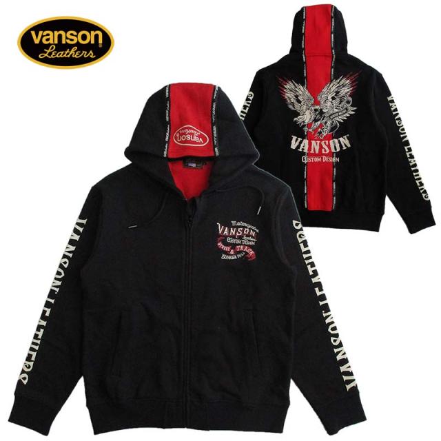 VANSON バンソン メンズ 裏毛ZIPパーカー スウェット イーグル 刺繍 送料無料