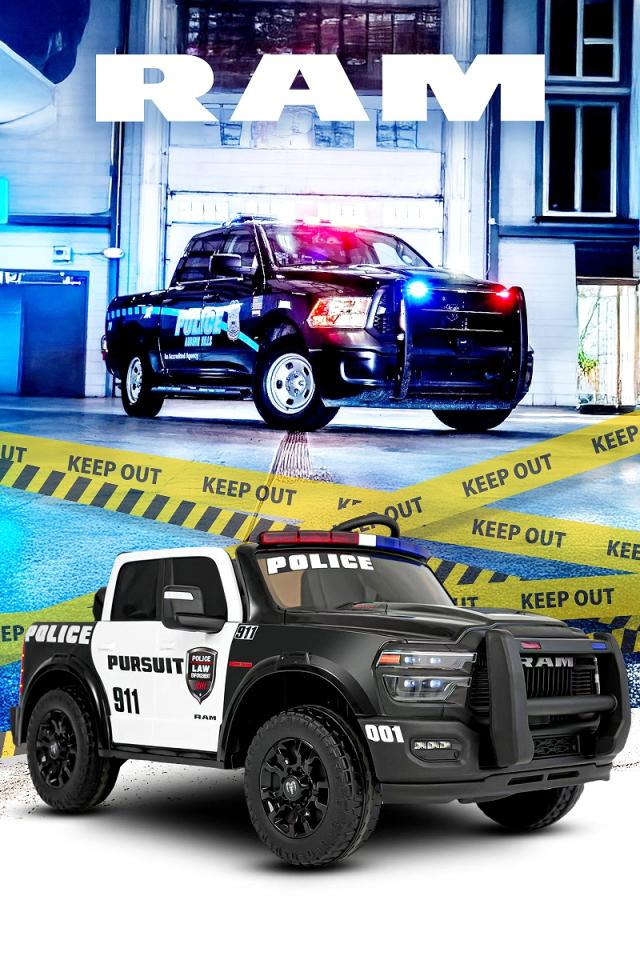 乗用ラジコン RAM REBEL 1500 ラム レベル パトカー パトロールカー ポリストラック はたらく車 働く車 2WD 大型 2人乗り 12V7Ah 4輪サスペンション ライセンス ペダルとプロポで操作 乗用玩具 子供 おもちゃ ラジコンカー 電動乗用玩具 ラジコンカー_3