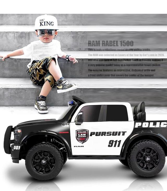 乗用ラジコン RAM REBEL 1500 ラム レベル パトカー パトロールカー ポリストラック はたらく車 働く車 2WD 大型 2人乗り 12V7Ah 4輪サスペンション ライセンス ペダルとプロポで操作 乗用玩具 子供 おもちゃ ラジコンカー 電動乗用玩具 ラジコンカー_4