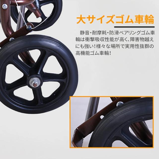 HZDMJ シルバーカー 歩行補助車 折りたたみ 老人 手押し車 母の日 敬老の日 ボックスカー おしゃれ ブレーキ 駐車ストッパー 休憩 コンパクト 収納 手押し車 介護 お散歩 折り畳み_4