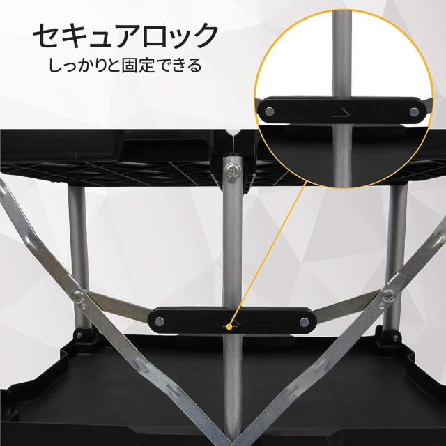 AORTD ツールワゴン 折りたたみ 3段 キャスター付き 総耐荷重90kg 軽量 工具カート 大型 キッチンワゴン 作業台 台車 ラック 掃除用 移動棚 二年保証_4