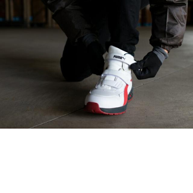 プーマ 安全 靴 スニーカー ライダー2.0 ミッド PUMA Rider 2.0 Mid おしゃれ かっこいい 衝撃吸収 制油 軽量 ミドルカット 作業靴 カジュアル アウトドア DIY メンズ バイク アウトドア クーポンあり ホワイト レッド ブラック マジック テープ 63.354 352 363 356_8